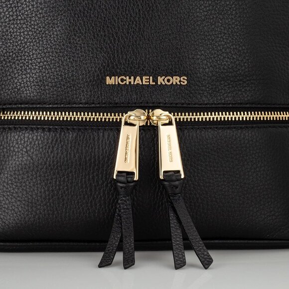 Michael Kors Rhea Medium Leather Backpack - Black - Picture 4 of 6